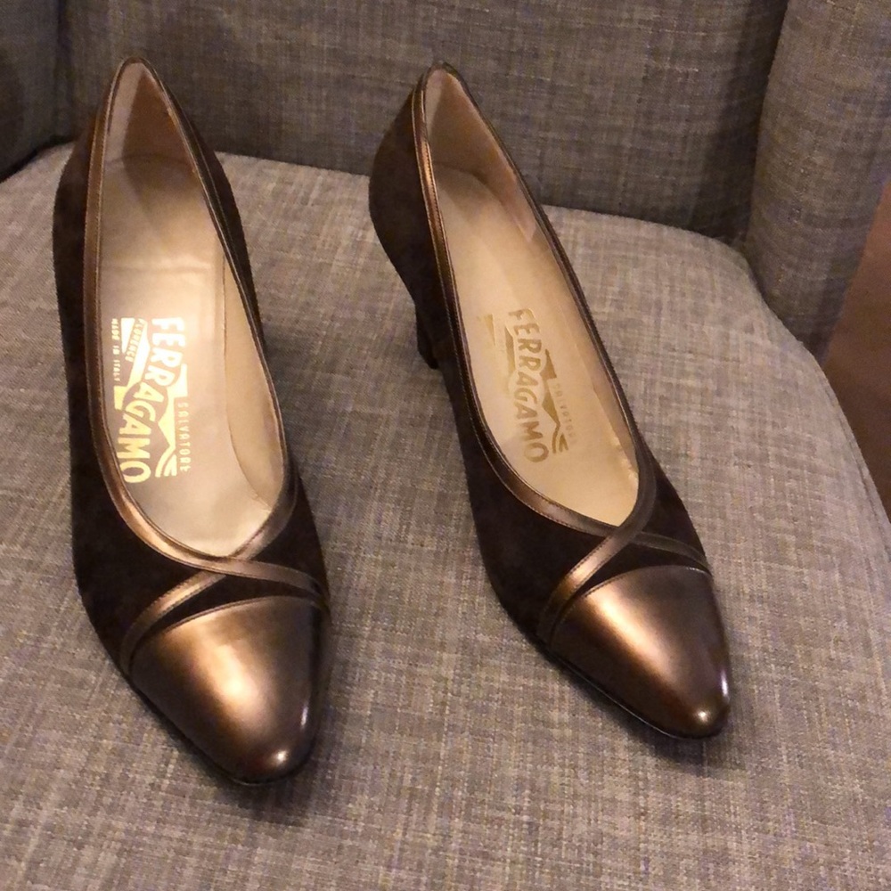 Salvatore Ferragamo Brown Suede Heels Size 8